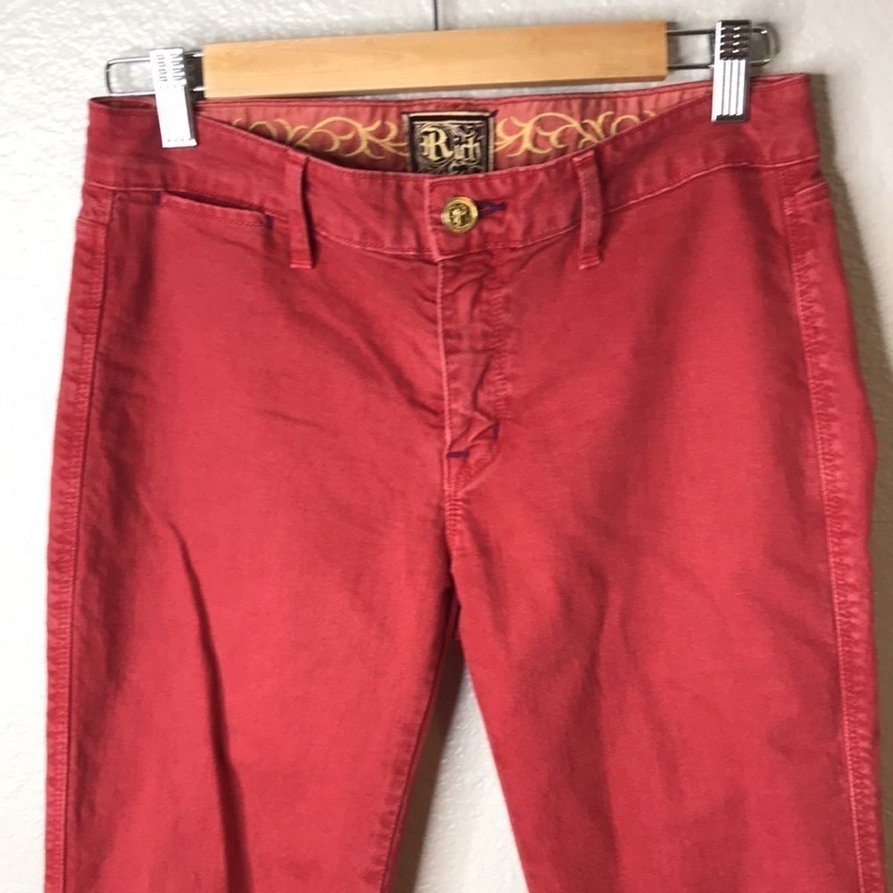 Rich & Skinny Embroidered Logo Red Jeans Rare - Picture 2 of 11